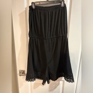 Black Lace Trim Sleeveless Romper Coverup